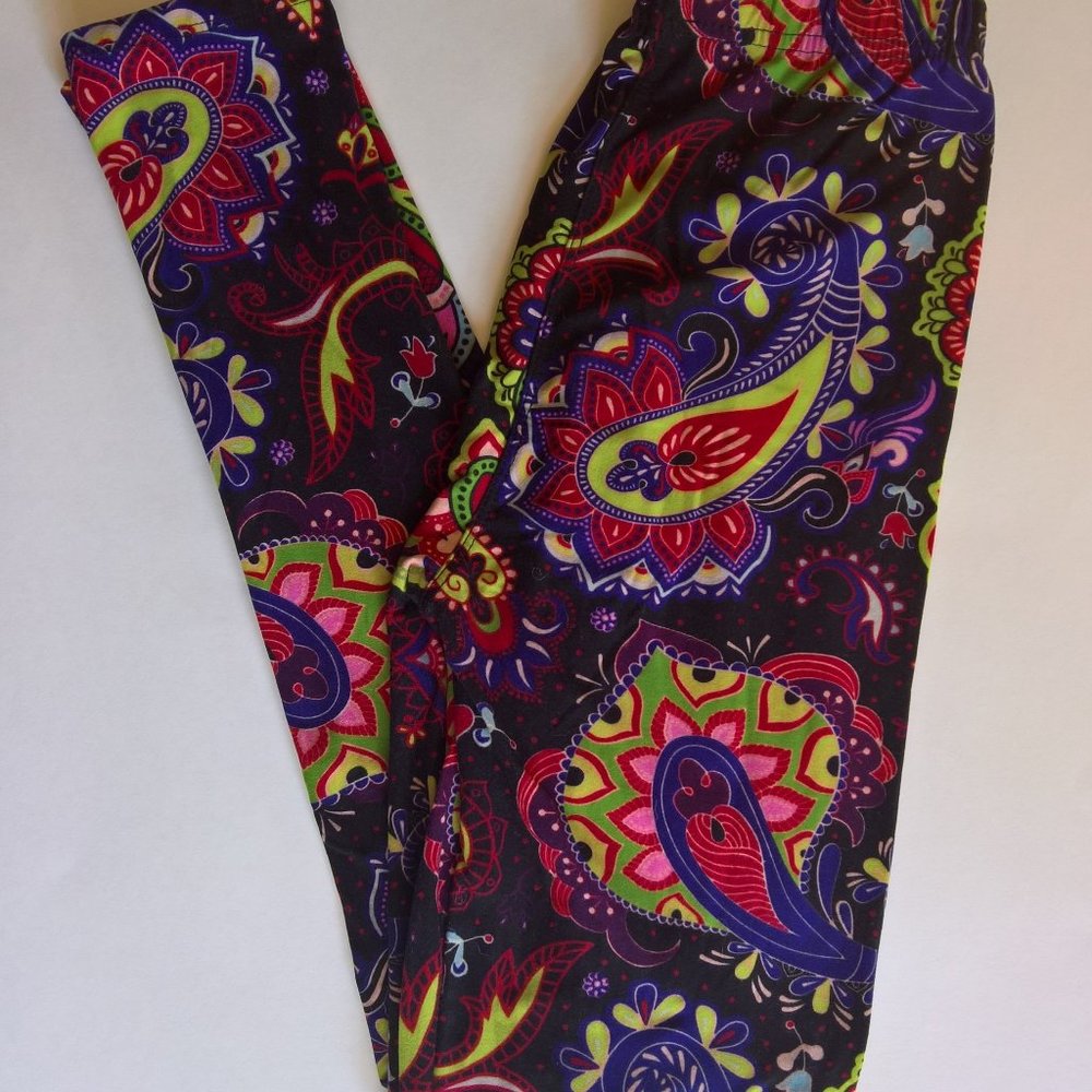 Black Multi Paisley Butter Leggings one size 2-12